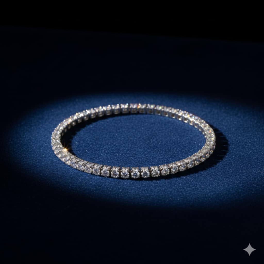 Elastiskt Elegant Tennisarmband - Stål/Silver med Vita Stenar