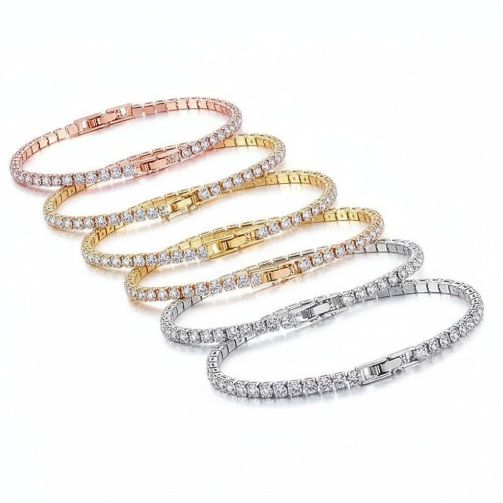 Lyxigt Tennis Bracelet 925 Sterling Silver Klassisk stil