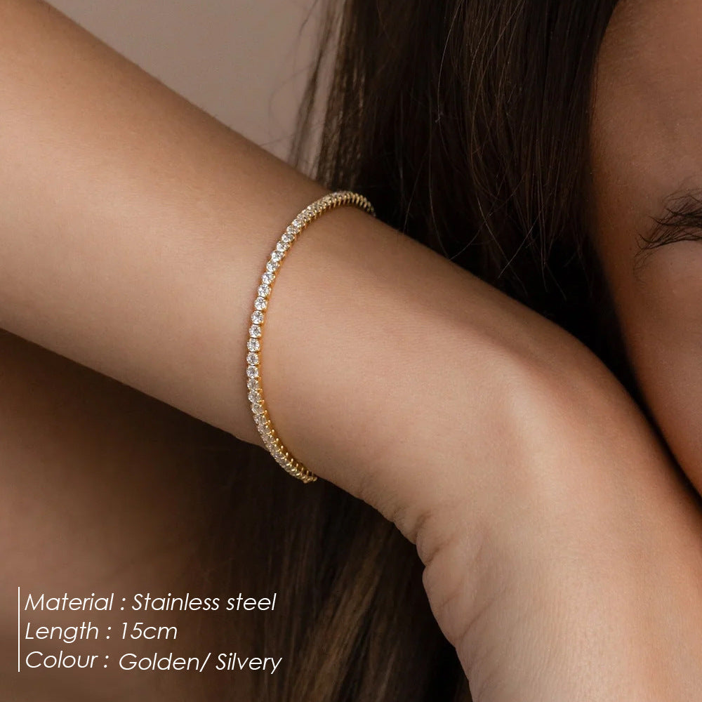 Tennisarmband 18k guldpläterad kubik zirkonia sten