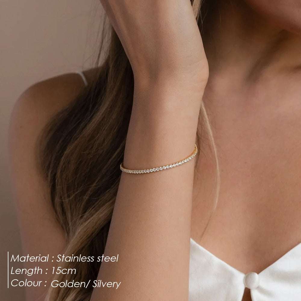 Tennisarmband 18k guldpläterad kubik zirkonia sten